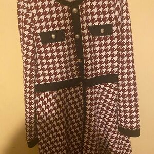 Shein Black and burgandy Houndstooth Top